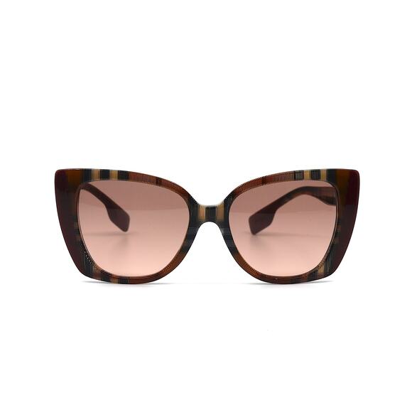 NEW BURBERRY MERYL BE4393 CHECK BROWN/BORDEAUX AUTHENTIC SUNGLASSES - Picture 2 of 14